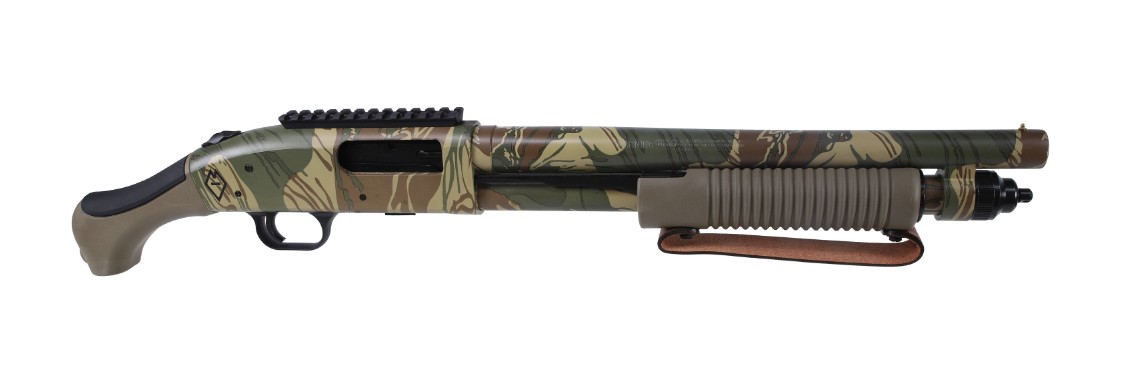 MOSSBERG BLIKSEM 590 12 GA 14.375IN BARREL 5RD RHODESIAN BRUSH STROKE CAMO AFTERSHOCK 50632