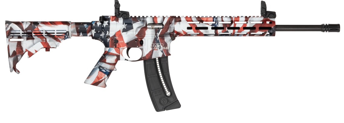 SMITH & WESSON M&P 15-22 SPORT 22LR 16.5IN BARREL 25RD FLAG PATTERN FOLDING MBUS SIGHTS 14714