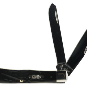 Case 18221 Trapper 3.25"/3.27" Folding Clip Point/Spey Plain Mirror Polished Tru-Sharp SS Blade Rough Black Jigged Synthetic Handle