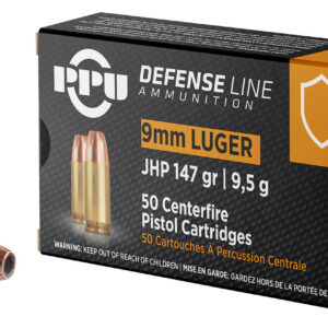 PPU PPD92 Defense 9mmLuger 147gr Jacketed Hollow Point 50 Per Box/20 Case