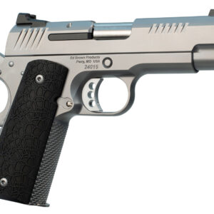 Ed Brown EVOKC9 1911 EVO KC9 9mm Luger 9+1 4" Barrel, Snakeskin Serrated Stainless Steel Bobtail Frame, Serrated Slide w/Recessed Slide Stop, Black G10 Grip