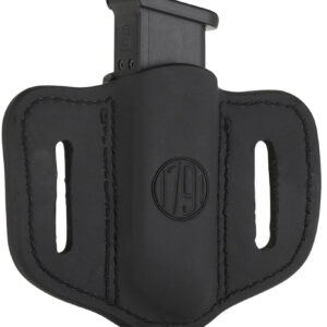 1791 Gunleather MAG12SBLA MAG1.2 Single Mag Holster Stealth Black Leather Belt Slide Compatible w/ Double Stack Ambidextrous