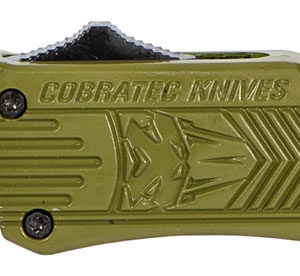 CobraTec Knives SODCTK1SDNS CTK-1 Small 2.75" OTF Drop Point Plain D2 Steel Blade/OD Green Aluminum Handle Features Glass Breaker Includes Pocket Clip
