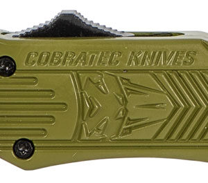 CobraTec Knives SODCTK1STNS CTK-1 Small 2.75" OTF Tanto Plain D2 Steel Blade/OD Green Aluminum Handle Features Glass Breaker Includes Pocket Clip
