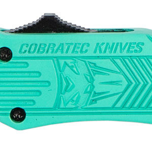 CobraTec Knives STFCTK1SDS CTK-1 Small 2.75" OTF Drop Point Part Serrated D2 Steel Blade/ Tiffany Blue Aluminum Handle Features Glass Breaker Includes Pocket Clip