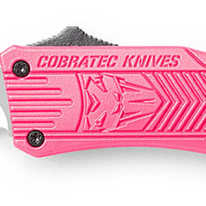 CobraTec Knives SPKCTK1SDS CTK-1 Small 2.75" OTF Drop Point Part Serrated D2 Steel Blade/ Pink Aluminum Handle Features Glass Breaker Includes Pocket Clip