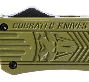 CobraTec Knives MODCTK1MDS CTK-1 Medium 3" OTF Drop Point Part Serrated D2 Steel Blade/OD Green Aluminum Handle Features Glass Breaker Includes Pocket Clip