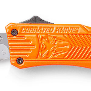CobraTec Knives SORCTK1SDNS CTK-1 Small 2.75" OTF Drop Point Plain D2 Steel Blade/Orange Aluminum Handle Features Glass Breaker Includes Pocket Clip