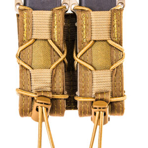 High Speed Gear 11PT02CB TACO Mag Pouch Double Coyote Brown Nylon MOLLE Belts 2" Wide Compatible w/ Pistol