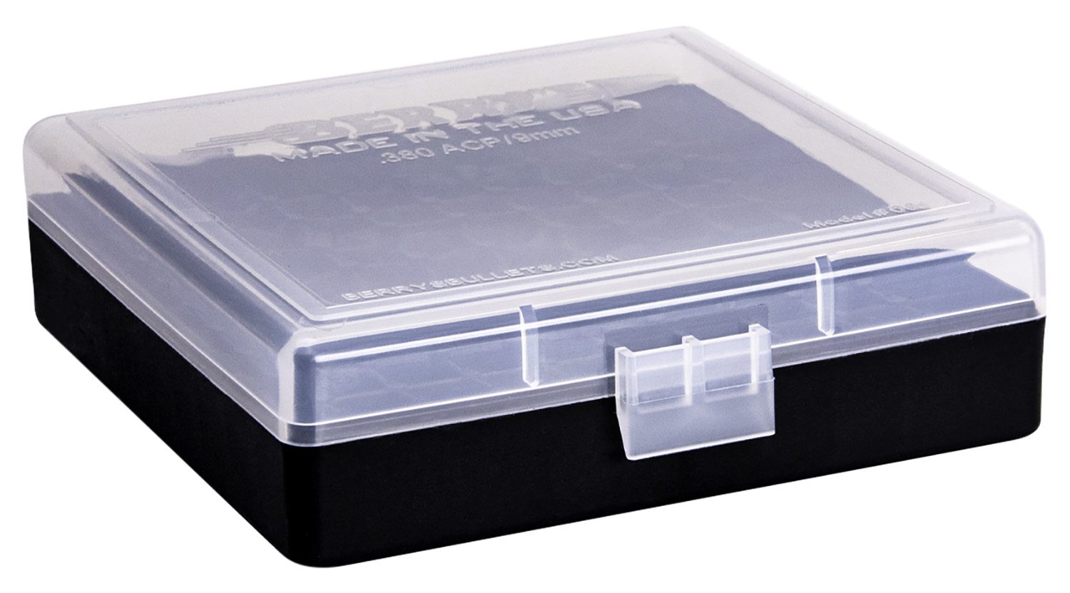 Berry's 87412 Ammo Box 9mm/380ACP Clear/Black Polypropylene 100rd