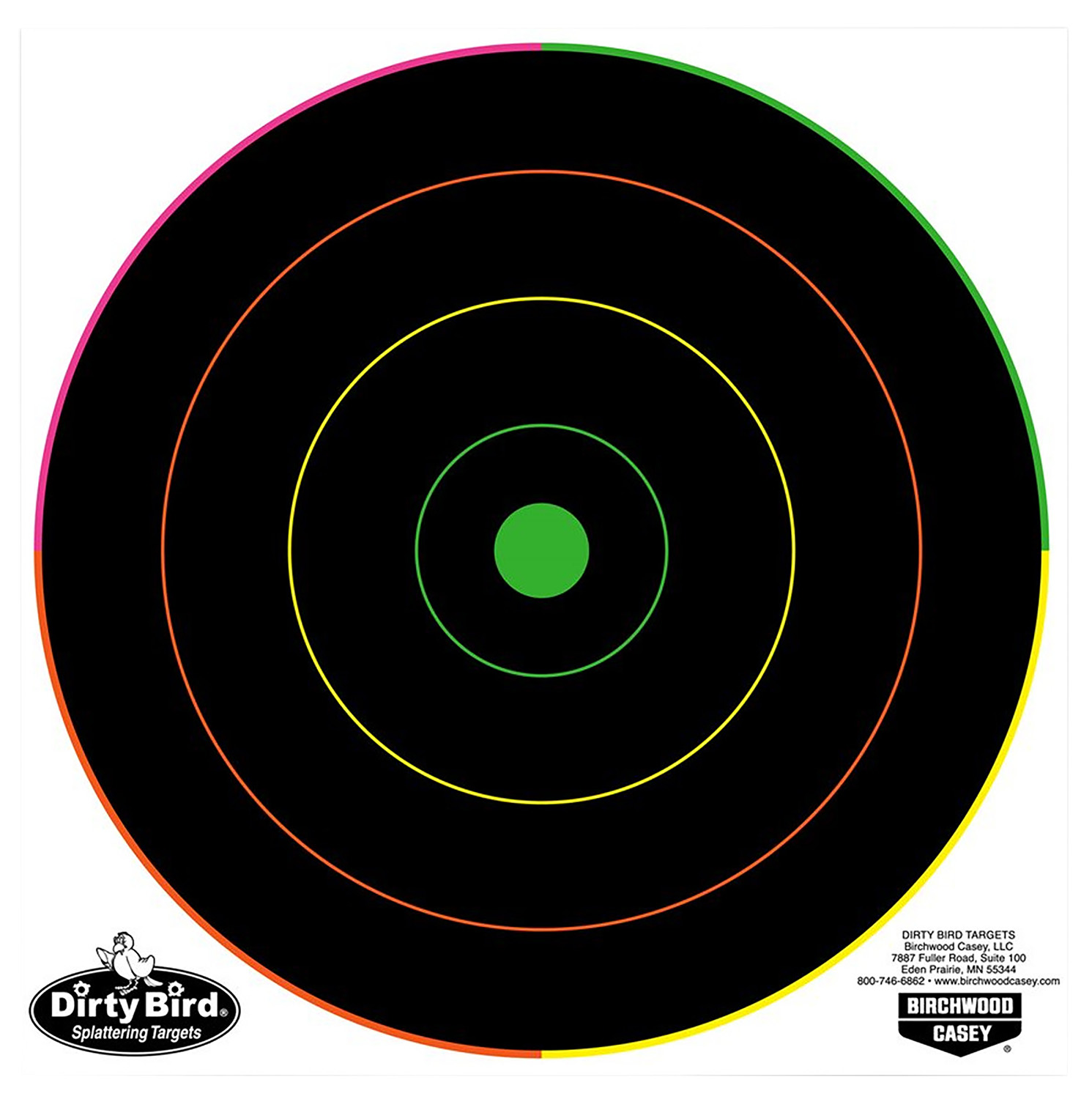 Birchwood Casey 35820 Dirty Bird 8" Bullseye Tagboard Hanging Pistol/Rifle Black/Green 20 Per Pkg