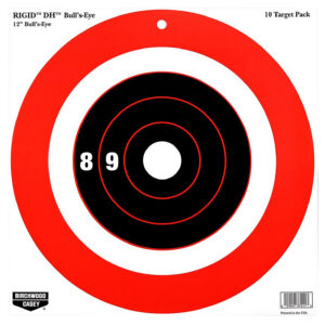 Birchwood Casey 37211 Rigid DH Bullseye Tagboard Hanging 12" x 12" Black/Orange 10 Pk.