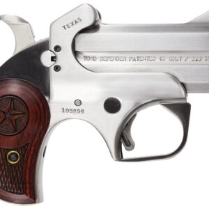 Bond Arms BATD Texas Original 357 Mag/38 Sp 2rd 3" Barrel, Stainless Metal Finish, Rosewood Grip, Blade Front/Fixed Rear Sights, Manual Safety