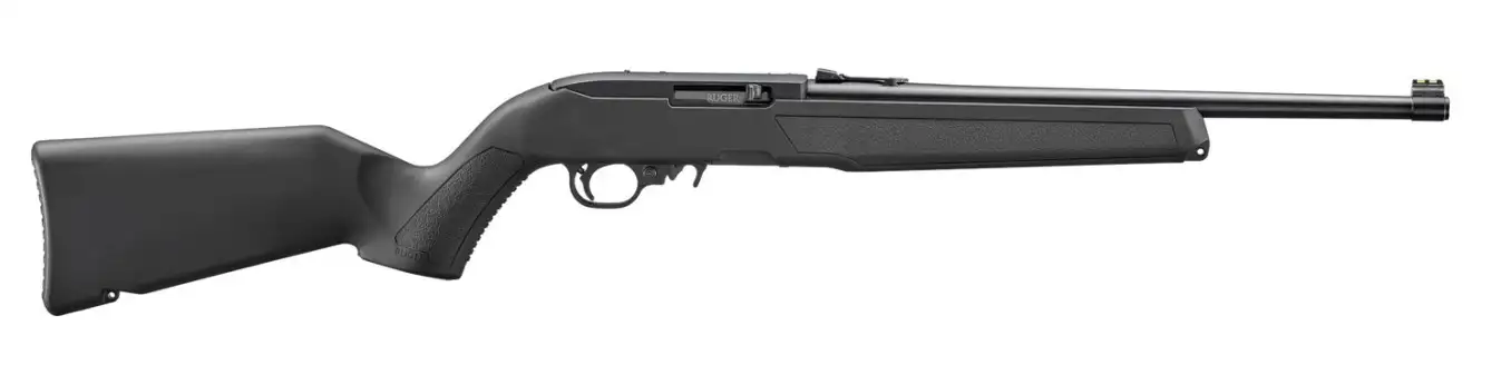 RUGER 10/22 22LR RIFLE 16.12" BLUED/BLACK SYNTHETIC STOCK FIBER FRONT SIGHT 1-10RD