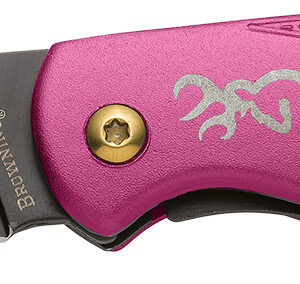 Browning 3220343 Prism 3 EDC Folding 2.38" Plain Black Oxide 7Cr17MoV SS Blade, Plum w/Brass Accents & Logo Anodized Aluminum Handle, Includes Pocket Clip