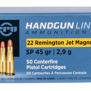 PPU PPH22RJ Handgun 22RemJetMag 45gr Soft Point 50 Per Box/10 Case