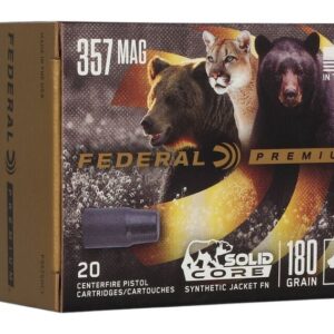Federal P357SHC1 Premium 357Mag 180gr Solid Core Synthetic Flat Nose 20 Per Box/10 Case