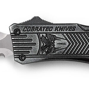 CobraTec Knives SSWCTK1SDAG2SS CTK-1 2.75" OTF Part Serrated D2 Steel Blade/Stonewashed Aluminum Handle Features Glass Breaker Includes Pocket Clip