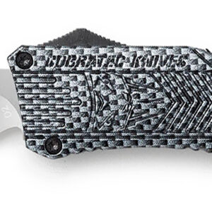 CobraTec Knives LCFCTK1LDS CTK-1 Large 3.75" OTF Drop Point Part Serrated D2 Steel Blade/ Carbon Fiber Aluminum Handle Features Glass Breaker Includes Pocket Clip