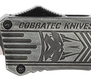 CobraTec Knives LSWCTK1LTNS CTK-1 Large 3.75" OTF Tanto Plain D2 Steel Blade/Stonewashed Aluminum Handle Features Glass Breaker Includes Pocket Clip