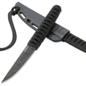 CRKT 2367 Obake 3.64" Fixed Plain Acid Etched Gray TiCN 8Cr14MoV SS Blade/ Black Nylon Cord Wrapped Stainless Steel Handle Includes Sheath
