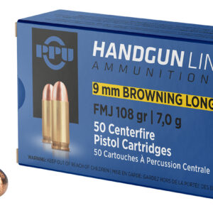 PPU PPH9BL9mm Browning Long 108gr Full Metal Jacket 50 Per Box/20 Case