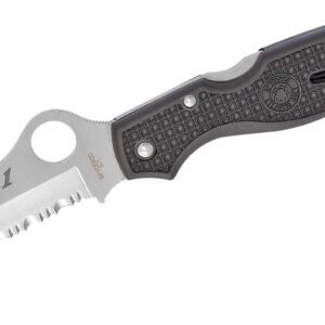 Spyderco C89SBK Atlantic Salt 3.69" Folding Sheepsfoot Serrated H1 Steel Blade Black Molded FRN Handle Includes Pocket Clip