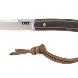 CRKT 2382 Biwa 3.02" Fixed Plain Satin 8Cr13MoV SS Blade/Black/Brown G10 Handle Includes Lanyard/Sheath