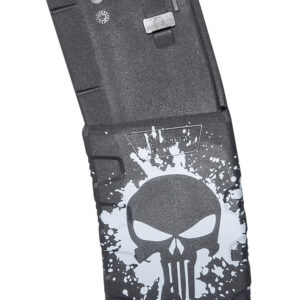 Mission First Tactical EXDPM556PSSWH Extreme Duty 30rd 223 Rem/5.56x45mm Fits AR-15/M4 Black w/White Punisher Skull Splatter Polymer