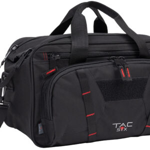 Tac Six 8247 Tactical Sporter Range Bag Black Endura with Removable Shoulder Strap, Pockets, Padded Pistol Rug & Exterior Webbing