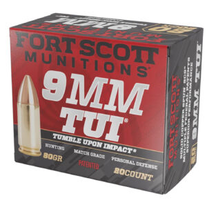 Fort Scott Munitions 9MM080SCV Tumble Upon Impact (TUI) 9mmLuger 80gr Solid Copper Spun 20 Per Box/25 Case