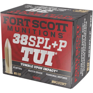 Fort Scott Munitions 38+P081SCV Tumble Upon Impact (TUI) 38Special+P 81gr Solid Copper Spun 20 Per Box/25 Case