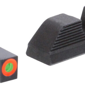 AmeriGlo GL5353 Protector Sight Set for Glock Green Tritium Orange Outline Front Sight-Black Serrated Rear Sight