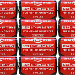 SureFire SF12ABBCS 123A Batteries Red/Black 3.0 Volts 1,550 mAh (12) Single Package Clamshell