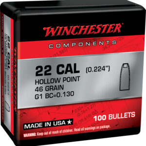 Winchester Ammo WB22HP46X Reloading Bullets 22Hornet 46gr Hollow Point 100 Per Box/10 Case