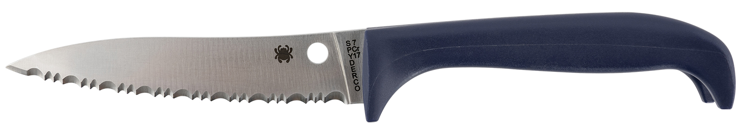 Spyderco K20SPR Counter Puppy 3.48" Fixed Serrated 7Cr17MoV SS Blade Purple Plastic Handle