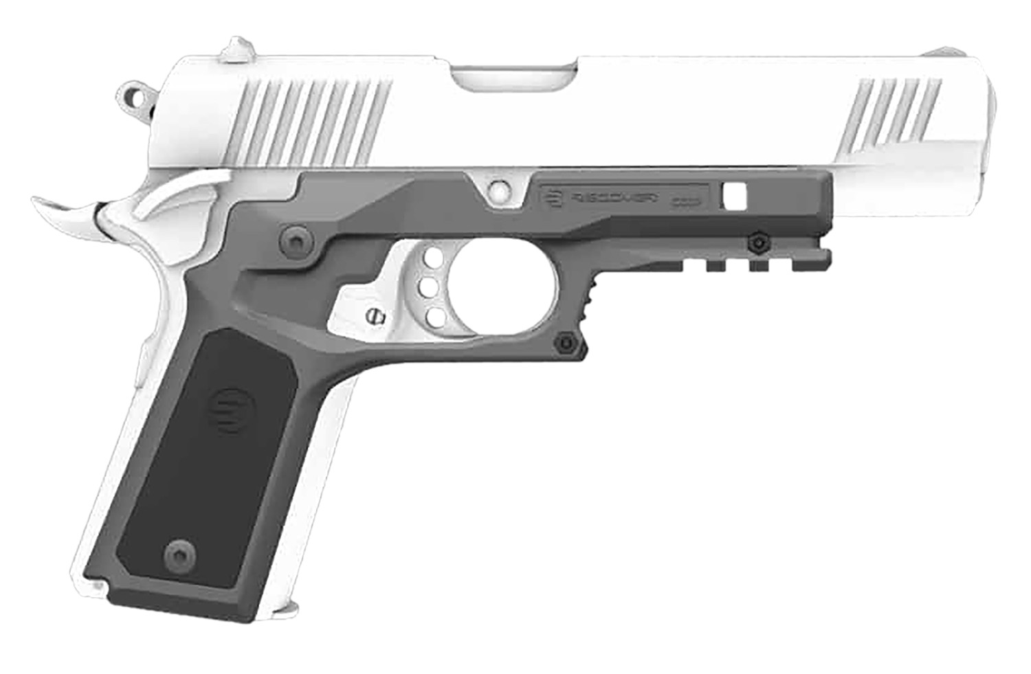 Recover Tactical CC3P0401 Frame Grip Gray Polymer Frame with Interchangeable Black & Gray Panels for Standard Frame 1911