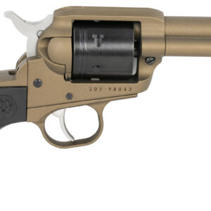Ruger 2017 Wrangler 22 LR 6 Shot 3.75" Burnt Bronze Cerakote Steel Barrel, Burnt Bronze Cerakote Aluminum Frame, Black Cerakote Cylinder, Black Birdshead Grip, Exposed Hammer