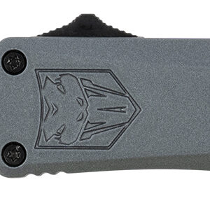 CobraTec Knives SGYFS3DNS FS-3 Small 2.75" OTF Plain D2 Steel Blade/Gray Aluminum Handle Features Glass Breaker Includes Pocket Clip
