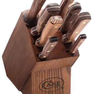 Case 10249 Household Cutlery Set Plain/Serrated Satin Tru-Sharp SS Blade Walnut Handle 9 Piece