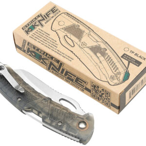 Strike Industries K1TP K1 3.51" Folding Plain AUS-8A SS Blade Smoke Textured Polymer Handle Includes Pocket Clip