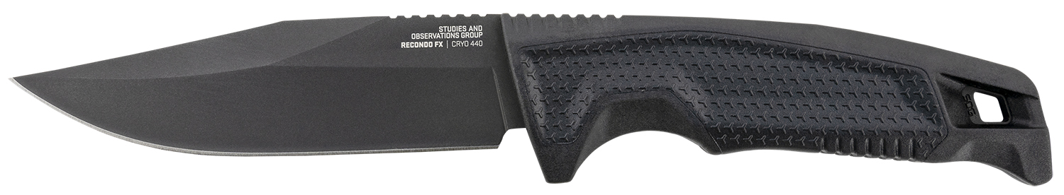 S.O.G SOG17220157 Recondo FX 4.60" Fixed Plain Satin TiNi Full Tang Cryo 440C SS Blade/ Black Overmolded GRN Handle