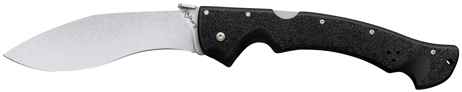 Cold Steel CS-62JL Rajah II 6" Folding Plain Stone Washed Japanese AUS-10A SS Blade/ Black Griv-Ex Handle