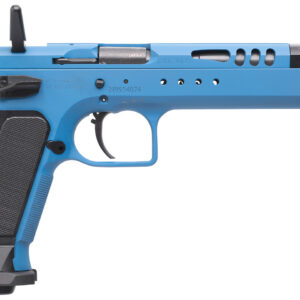 Tanfoglio IFG TFDOM9 Domina 9mm Luger Caliber with 5.20" Barrel, 17+1 or 19+1 Capacity, Overall Blue Finish Steel, Beavertail Frame, Ported Slide & Black Polymer Grip