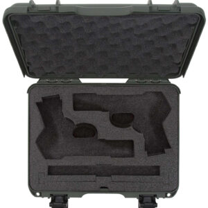 Nanuk 910CLASG6 910 Classic 2 Up Pistol Case Olive Polymer w/ Latches & Closed-Cell Foam Padding 13.20" L x 9.20" W x 4.10 " H Interior Dimensions
