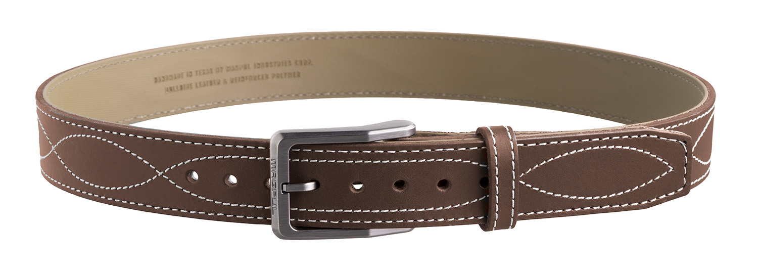 Magpul MAG127621046 Tejas EL Pistolero Chocolate Brown Bull Hide 46" 1.50" Wide Buckle Closure