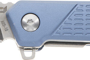 Schrade 1159320 Inert EDC 3.25" Folding Wharncliffe Part Serrated Satin AUS-10A SS Blade, 4.25" Blue Aluminum Handle