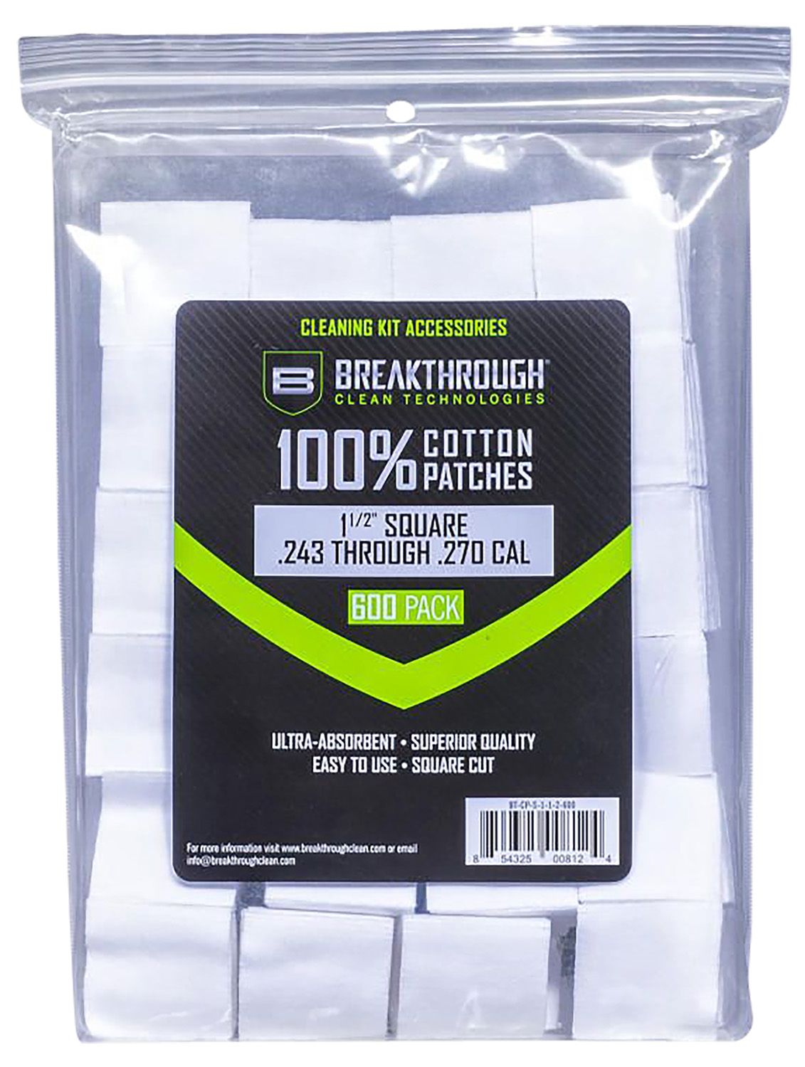 Breakthrough Clean BTCPS112600 Square Patches 243/270 Cal 600 pieces