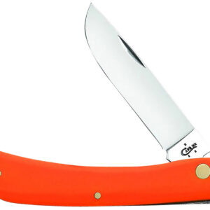 Case 80512 Sod Buster 3.30" Folding Skinner Plain Mirror Polished Tru-Sharp SS Blade, Smooth Orange Synthetic Handle