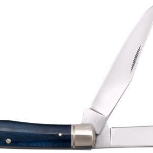 Cold Steel CSFLTRPRB Trapper 3" Folding Clip/Spey Plain 8Cr13MoV SS Blade/Dark Blue w/Polished Bolsters Bone Handle